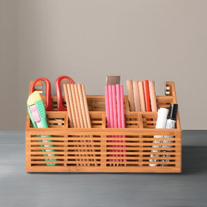 Support de stockage de bureau de vente chaude support de fournitures en bambou de qualité supérieure pour le bureau - Product Image 1