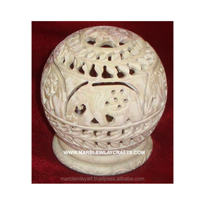 Round Shape Handmade Natural Soapstone Carving <b>Tea</b> <b>Light</b> Candle Holders With Best Quality for Business Gift Purpose Manufacturer - Product Image 1