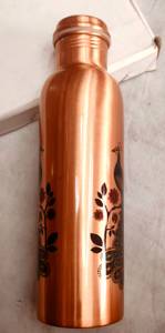 Bouteille d'eau en cuivre à motif paon, Bouteilles en cuivre pour boire, Bouteille en cuivre pur, Bouteille aux bienfaits pour la santé Ayurveda Yoga - Product Image 3