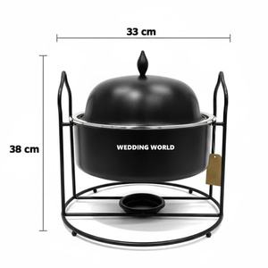 หม้ออุ่นอาหารโลหะทรงกลม ดีไซน์หรูหราสีทอง คลาสสิก สวยงาม - Product Image 5