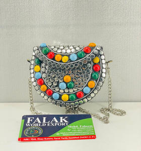 Único Vintage espejo embrague monedero cadenas cubierta cremallera estilo bohemio correa ajustable para bodas cócteles FWE - Product Image 1