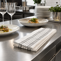 Lot de torchons de cuisine jetables 100% coton teint en fil, 16x28 pouces, absorbants, séchage rapide, pour la maison, rayés gris