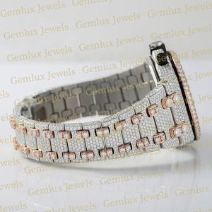 Premium Quality Pass Diamond Tester Chronograph D VVS Totalmente helado Moissanite Diamond Rose Gold Two Tone Hip Hop Watch para hombres - Product Image 2