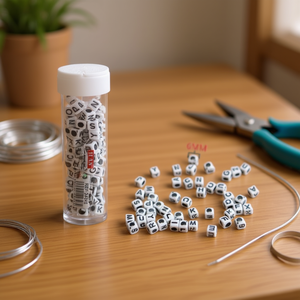 ILAN Abalorio Perles lettres de 6 mm pour la création de bijoux, 12 pièces par tube - Product Image 2