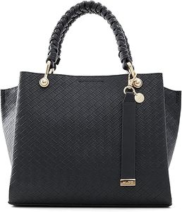Women's Woven Pattern Tote Bag Braided Handle Shoulder <b>Handbag</b> <b>Medium</b> Synthetic Leather for Daily Shopping - Product Image 1