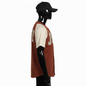 Camiseta de béisbol para hombre, tela de poliéster entrelazada, transpirable, con panel y logotipo bordado, 100% algodón, corte holgado, estampada. - Product Image 3