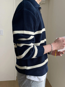 Suéteres de punto de manga larga holgados de moda para hombre, suéter con cremallera, gran venta - Product Image 2