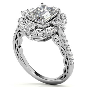<b>Emerald</b> Cut Moissanite <b>Ring</b> 925 Sterling <b>Silver</b> 14K Gold Plated Prong Setting Solitaire Engagement Art Deco Wedding Certified - Product Image 2