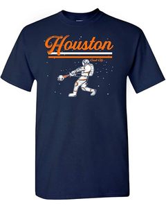 Camiseta de Manga Corta Azul Marino para Hombre, Diseño de Béisbol de Houston, Corte Ajustado, Cuello Redondo, Informal, Tejido de Punto, Secado Rápido, Algodón - Product Image 2