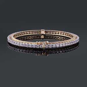 AMBER JEWELS 18K Solid Unisex Brilliant Cut Natural Stone IGI Certified Hiphop Geometric Tennis <b>Bracelets</b> Claw Engagement - Product Image 3