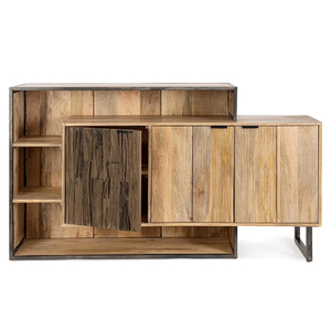 Modern Solid Wood <b>Sideboard</b> 3D Geometric Design Midcentury Storage Cabinet 3 ft Capacity Living Room Bathroom Hotel Home - Product Image 4