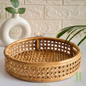 Bandeja Decorativa de Ratán Tejida a Mano de Primera Calidad, Nuevo Diseño, Cesta de Almacenamiento de Mimbre, Ecológica, Apta para Lavavajillas, Estilo Vintage - Product Image 3