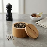 Salero de Madera Maciza Hecho a Mano, Ecológico, Apto para Lavavajillas, Contenedor Moderno para Cocina, Apto para Alimentos, Personalizable, para Especias