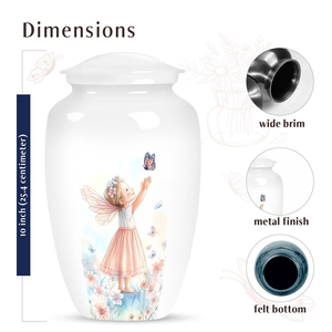 Urna Funeraria Blanca para Bebé con Diseño de Hadas, Estilo Europeo, Recuerdo con Tapa Segura y Arte Personalizable - Product Image 3