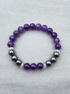Star Vintage Luxury 14K Gold Plated Sterling Silver Amethyst Beaded Strand Hand Carved Women's <b>Bracelet</b> October Birthstone Gift - Product Image 2