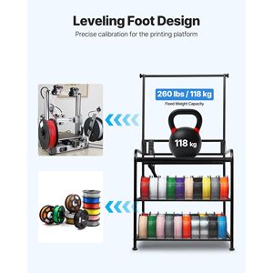 Carrello Porta Filamenti per Stampante 3D a 3 Livelli con Ruote, Supporto per Bobine per un'Organizzazione Efficiente - Product Image 5