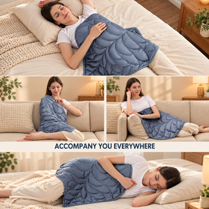 <0.5 kg Woven Weighted Blanket for Adults | Leaf Pattern 23x29 Inch Lap Blanket | Machine Washable Eco-Friendly Heavy <b>Throw</b> | - Product Image 2