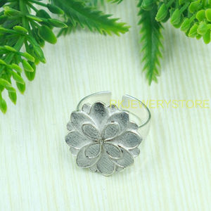 Anillo de Plata de Ley 925 con Flor, Ajustable, Hecho a Mano, Diseño Floral Vintage, Joyería para Mujer, Anillo Abierto, Regalo - Product Image 3