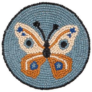 Butterfly Bead Embroidery Durable Canvas Coaster Handmade Drink <b>Mat</b> Seed Bead <b>Cup</b> Holder Colorful Table Accessory Home Bar Decor - Product Image 4