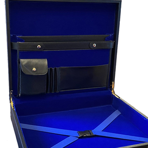 Estuche para delantal de Maestro Masón con bordado dorado, brújula y compás, cremallera, para fraternidad, nuevo, masónico, de alta calidad, hecho a medida - Product Image 4