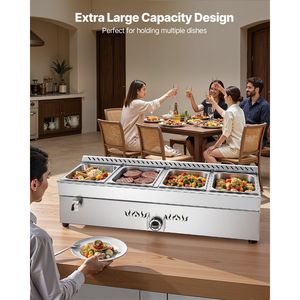 Scaldavivande Commerciale a Vapore a Gas Propano con Scaldaspezie da Esterno a Gas LP in Acciaio Inossidabile, Attrezzatura per Mantenere Caldi e Riscaldare Alimenti con 4 Vasche Regolabili - Product Image 2