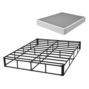 Heavy Duty Metal Frame Queen Bed with 9 <b>Mattress</b> Foundation 35" Washable Fabric Cloth Box <b>Spring</b> and Bed Frame Queen Size - Product Image 1