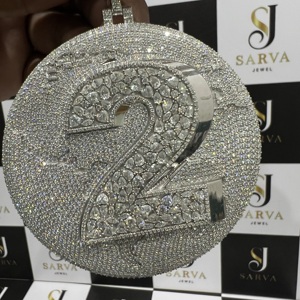 Joyería Fina, Plata S925, Colgante Personalizado con Moissanita VVS Grande, Certificado IGI, Collar con Nombre Estilo Hip Hop para Hombre - Product Image 5