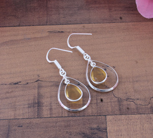 Natural Blue Lace Agate Gold Plated 925 <b>Sterling</b> <b>Silver</b> Vintage Teardrop Frame Dangle Earrings Gift Jewelry - Product Image 3