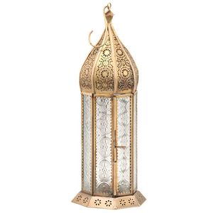 <b>Brass</b> <b>Lantern</b> With Intricate Cutout Design For Home Decoration - Product Image 2