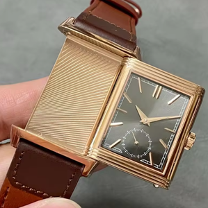 High-end Rose Gold <b>Cushion</b>-shaped Mechanical Watch White Dial <b>Striped</b> Genuine Leather Business Watch Square Casual Watch - Product Image 4