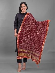 Designer Bandhani Dupatta with Gharchola Pattern With Zari Border - Product Image 6