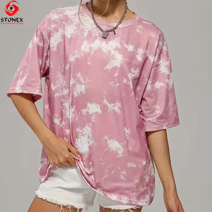 เสื้อยืดคอกลมแขนสั้นทรงโอเวอร์ไซส์ลายมัดย้อม ระบายอากาศได้ดี สไตล์สตรีทแฟชั่นสำหรับฤดูร้อน  รับสั่งทำสีและดีไซน์ได้ - Product Image 2