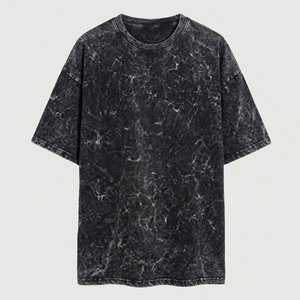 เสื้อยืดคอกลมทรงหลวมพิมพ์ลายโลโก้ตามสั่งสำหรับผู้ชาย สีดำฟอกยีนส์ คุณภาพสูง ระบายอากาศได้ดี ผ้าฝ้าย 100% สไตล์สตรีทแฟชั่นฤดูร้อน - Product Image 2