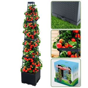 Set di 2 Fioriere Autoirriganti per Pomodori da 114 cm con Traliccio, Vaso Rialzato Resistente per Interni ed Esterni con Vasi Integrati - Product Image 5
