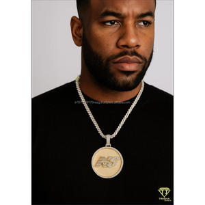 Premium Custom Business Logo Pendant Necklace in 925 Sterling Silver with Iced Out Diamond Look Design - Product Image 6
