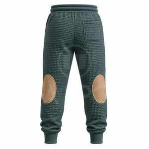 Ensemble de survêtement à capuche pour homme, couleur unie, design matelassé avec détails patchwork, manches longues, vêtements décontractés, saison d'automne - Product Image 5