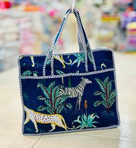 Bolso Tote Acolchado Floral para Mujer, Bolso de Hombro de Algodón, Bolso de Mano Abierto para Viajes Diarios - Product Image 2