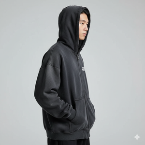 Conjunto de Sudadera con Capucha y Pantalones Deportivos Ranzia Signature Plus Size, Ecológico, Bordado con Pedrería, con Cierre Completo, para Hombre, Estilo Desgastado - Product Image 4