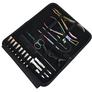 Hair Extension <b>tools</b> <b>Kit</b> with Flat Bead Crimping Plier Removal Plier Hook Loop <b>Tool</b> Hair Parting Finger Med Large styling Clips - Product Image 1