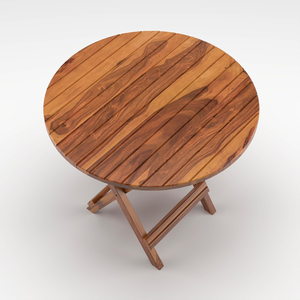 Table ronde pliable en bois de Sheesham, table basse portable en bois pour balcon, patio, jardin, salon, meubles d'extérieur et d'intérieur - Product Image 5
