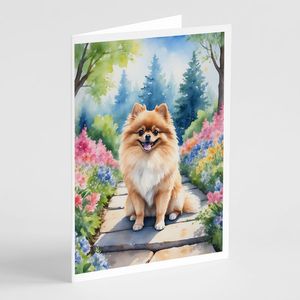 Lunatique A7 Taille 5x7 Pomeranian Spring Path Cartes de notes vierges Lot de 8 avec enveloppes pour salutations - Product Image 1