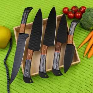 Handmade Stainless Steel <b>Knife</b> <b>Set</b> -5 Pcs Kitchen <b>Knife</b> <b>Set</b> With Leather Roll Bag With Wood Handle 100% High Quality - Product Image 1