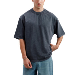 Camisetas de hombre con lavado ácido, tela de mezcla de algodón, corte regular, material transpirable, manga corta, camiseta informal para uso diario. - Product Image 6