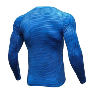 Chemise de sport à manches longues pour homme, bleue, à séchage rapide, en polyester, manches longues, pour le sport - Product Image 6