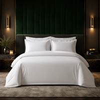 Vente en gros de parures de lit de luxe pour hôtel, sur mesure, 5 étoiles, 100% coton, 60S, 300TC, satiné, blanc