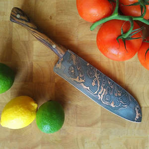 Couteau à découper artisanal en cuivre à motif damas avec manche en bois robuste pour boucherie, traitement de la viande et hachage - Product Image 6