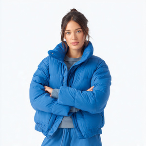 Chaqueta Parka de Color Sólido, Chaqueta Acolchada con Cremallera, Chaqueta Corta Acolchada con Cuello Alto para Mujer, Chaqueta Parka con Cremallera para Dama - Product Image 2