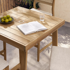 Teak Wood Outdoor Garden Set 4 Seater Contemporary Style Weather Resistant Furniture for Patio Balcony Courtyard - Product Image 2