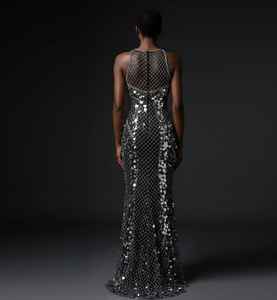 Robe de soirée de luxe personnalisée brodée argentée, tenue de cérémonie, fabricant, commandes en gros - Product Image 3