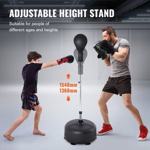 Ensemble de sacs de frappe sur pied réglables en hauteur avec gants, sac de frappe de boxe réflexe pour adolescents et adultes - Product Image 3